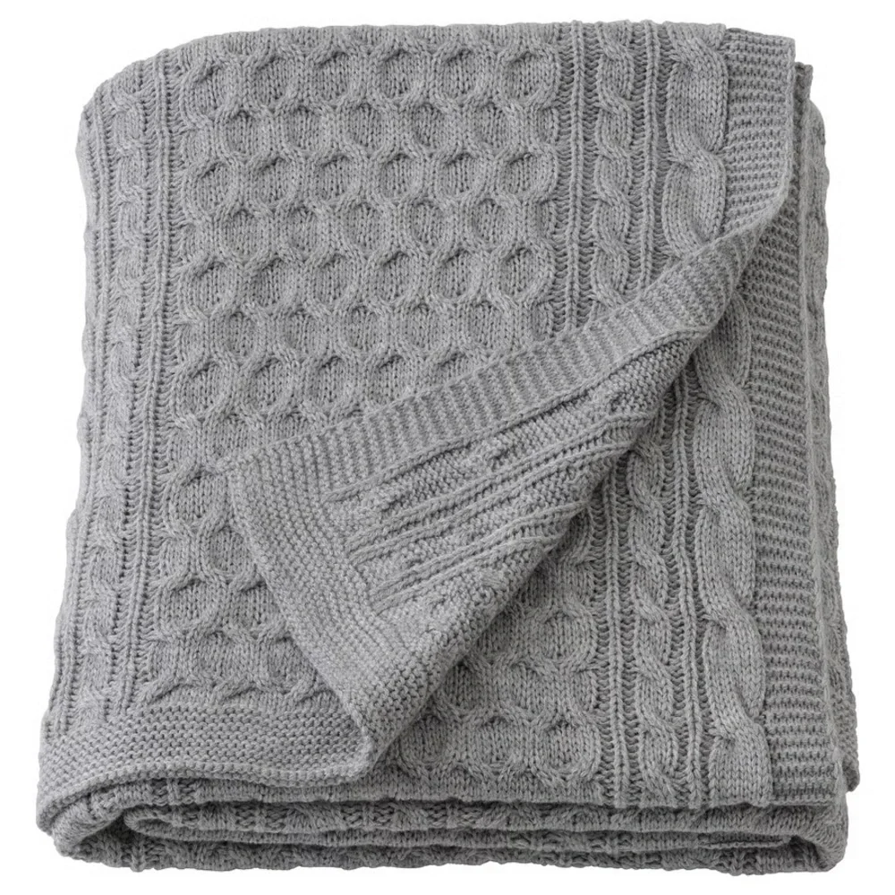 Gray Cable Knit Blanket